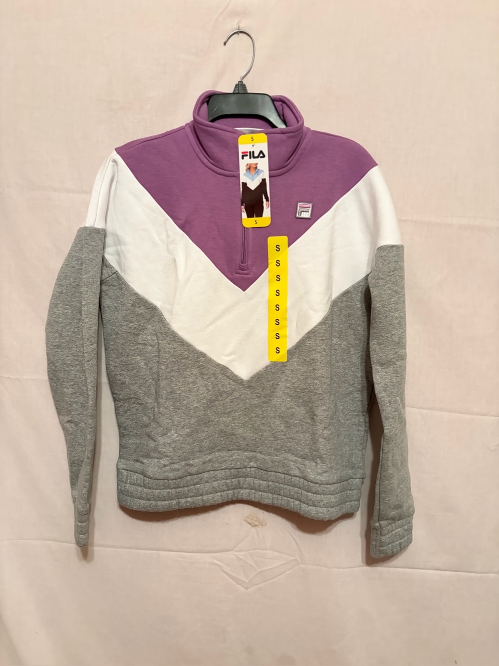 FILA Women's Purple White Gray Colorblock Cowl Pullover